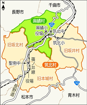 東筑摩郡2明科町・生坂村・四賀村・本城村・坂北村・麻績村・坂井村