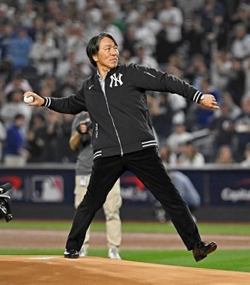 松井秀喜さん始球式で投球 WS、ヤンキース時代にMVP｜信濃毎日