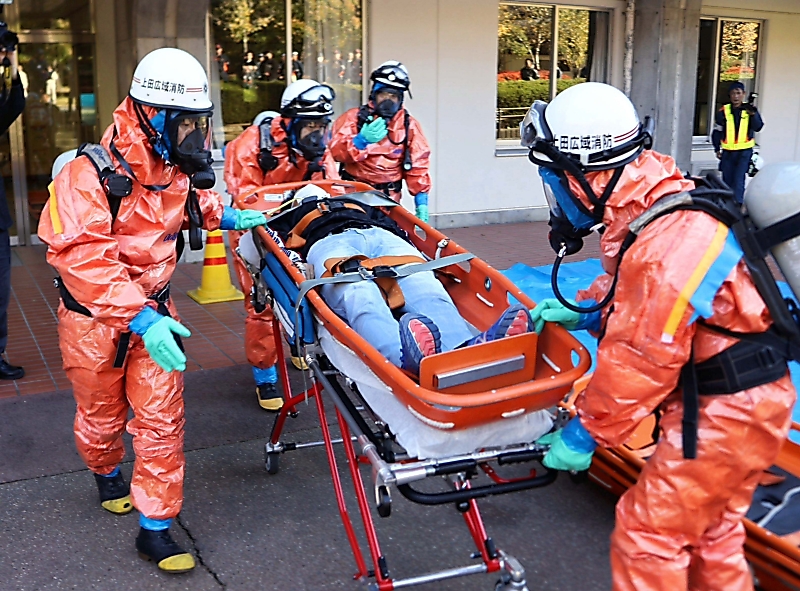 飯田市で国民保護法に基づく実動訓練 長野県内で16年ぶり 県警や陸上