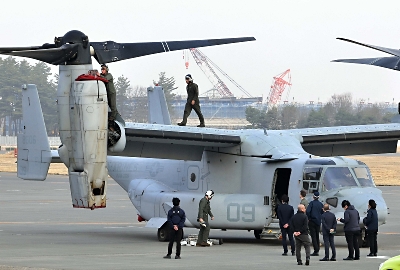 松本空港の米軍オスプレイ、26日午前も駐機続く FDAは朝から通常
