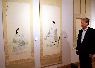 真作/久城月/菊池契月門下/秋思/小野小町/美人/横物/掛軸名家伝来AE-391 真作/久城月/菊池契月門下/秋思/小野小町/美人/横物/掛軸名家