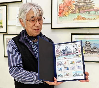 国宝 松本城「雪の松本城」塩入 久 版画 国宝 松本城「雪の松本城」塩入 久 版画 - メルカリ