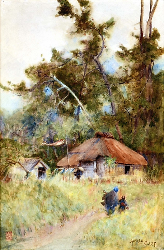 丸山晩霞の水彩画。北米カナデヤン・ロッキー山。真筆補償。 丸山晩霞の水彩画。北米カナデヤン・ロッキー山。真筆補償。