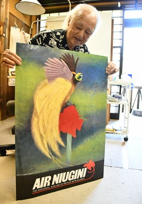 飯山市の日本画家88歳の作品 パリの美術展のポスターに採用 1976年作で