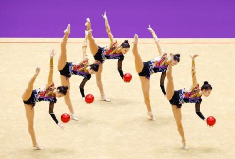 【5/1～6限定特価】18年アジア大会(体操)　画像集　約9000枚 新体操の団体「一番上を目指す」 日本、アジア大会会場で演技｜信濃