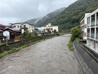レベル4土砂災害危険警報が発表されている木曽町内の様子＝9日午後0時20分