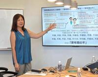 　セミナーで更年期障害について講演をする今井麻恵さん＝東京都品川区