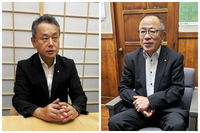加藤真和・木曽町長（左）と越原道広・王滝村長