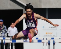 陸上少年男子A300メートル障害　3位に入った高野徳之